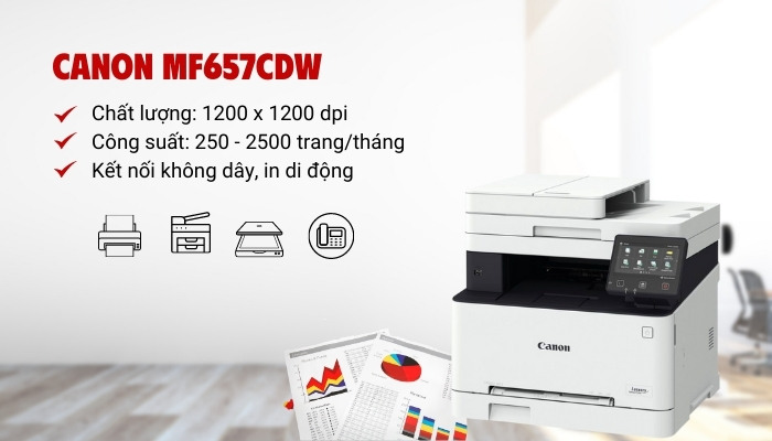 Máy in laser màu Canon i-SENSYS MF657CDW (In màu/ Copy/ Scan/ A4 / Duplex/ USB/ Ethernet/ WiFi) - Hình 6
