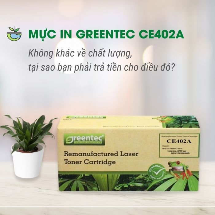 Hộp mực thay thế Greentec CE402A (vàng) hiệu suất cao, tương thích cho máy in HP - Hình 2