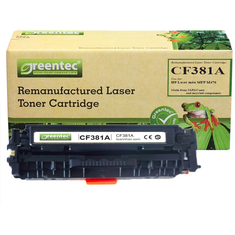 Hộp mực thay thế Greentec CF381A (xanh) hiệu suất cao, tương thích cho máy in HP