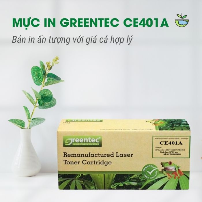 Hộp mực thay thế Greentec CE401A (xanh) hiệu suất cao, tương thích cho máy in HP - Hình 2