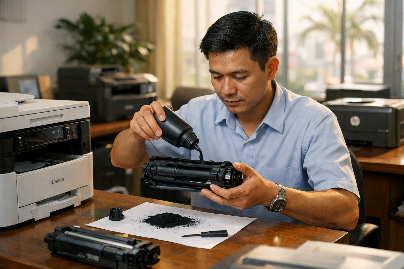 Nạp mực máy in phường Bình Quới giá tốt nhất – Chỉ từ 90K tại Mai Hoàng