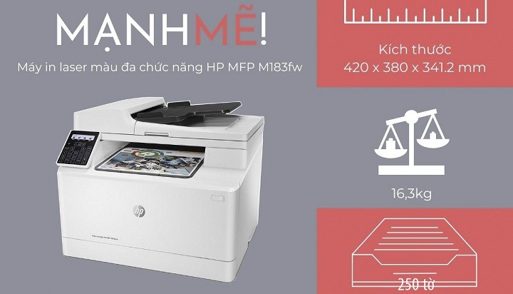 Máy in laser màu HP Color LaserJet Pro MFP M183fw - Hình 12