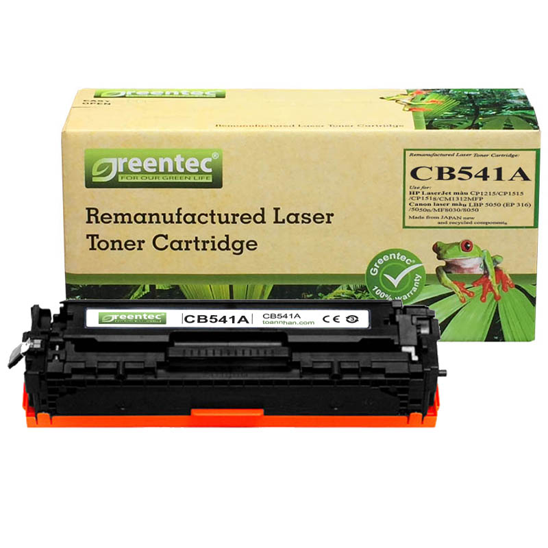 Hộp mực thay thế Greentec CB541A (xanh) hiệu suất cao, tương thích cho máy in HP