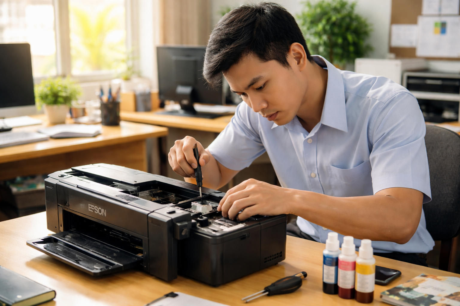 Bí kíp sửa lỗi máy in Epson L360 L365 L220 L130 nháy đèn đỏ - Tải Tool Reset miễn phí