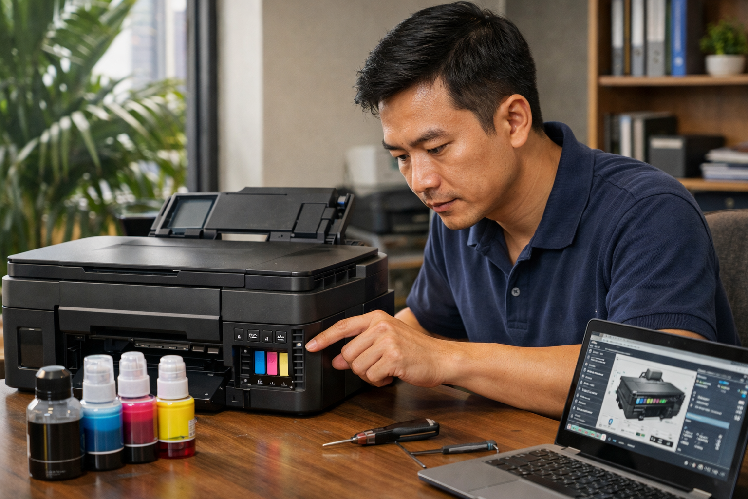 Cách Reset máy in Canon G1000 G2000 G3000 lỗi 5B00 tràn bộ đếm mực thải