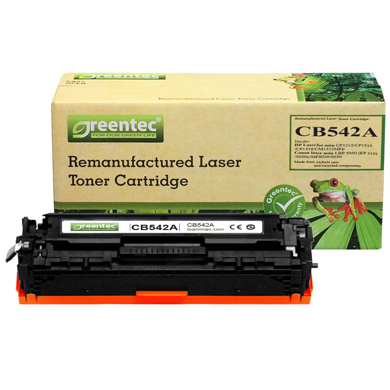 Hộp mực thay thế Greentec CB542A (vàng) hiệu suất cao, tương thích cho máy in HP