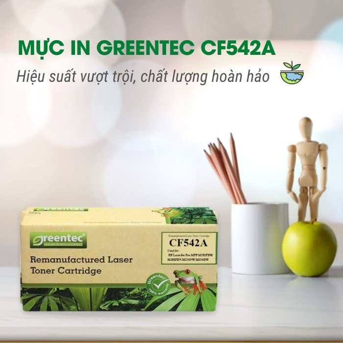 Hộp mực thay thế Greentec CF542A (vàng) hiệu suất cao, tương thích cho máy in HP - Hình 2
