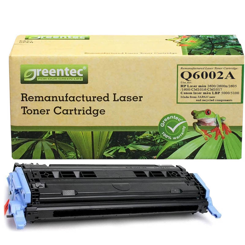 Hộp mực thay thế Greentec Q6002A (vàng) hiệu suất cao, tương thích cho máy in HP