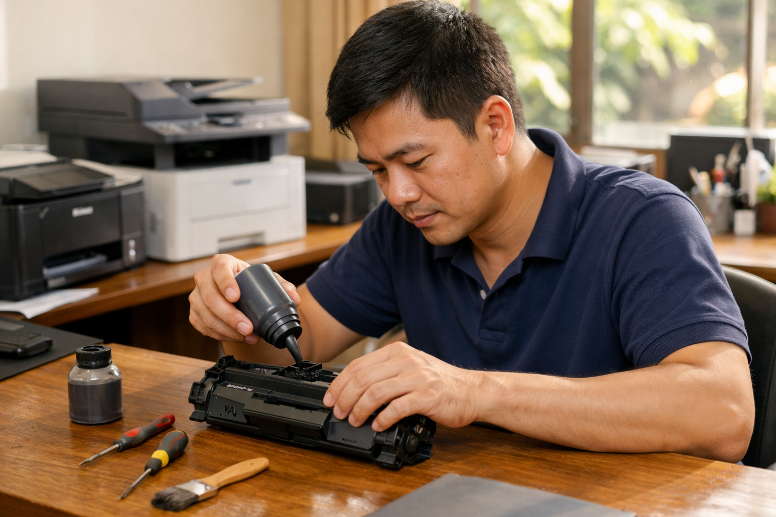 Hướng dẫn bơm mực máy in HP 17A (CF217A) chi tiết và chuẩn kỹ thuật