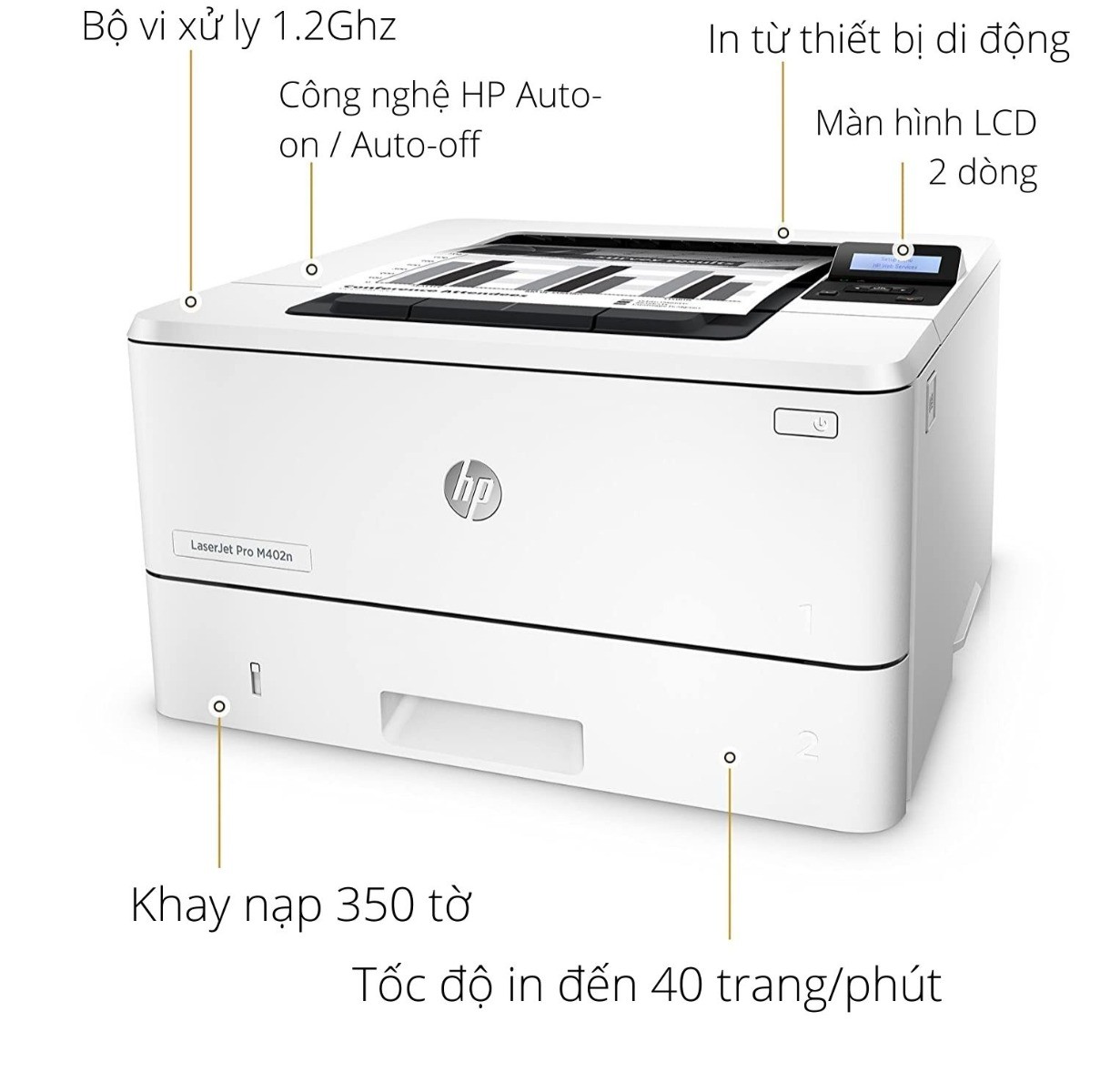 Máy in HP LaserJet Pro M402n - Hình 2