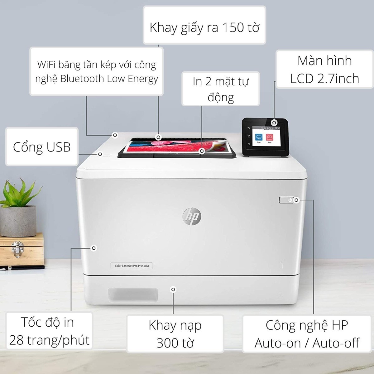 Máy in laser màu HP Color LaserJet Pro M454dw - Hình 3