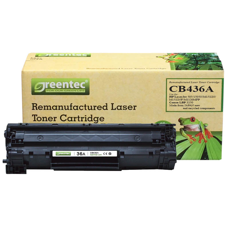 Hộp mực thay thế Greentec HP CB436A (đen) hiệu suất cao, tương thích cho máy in HP