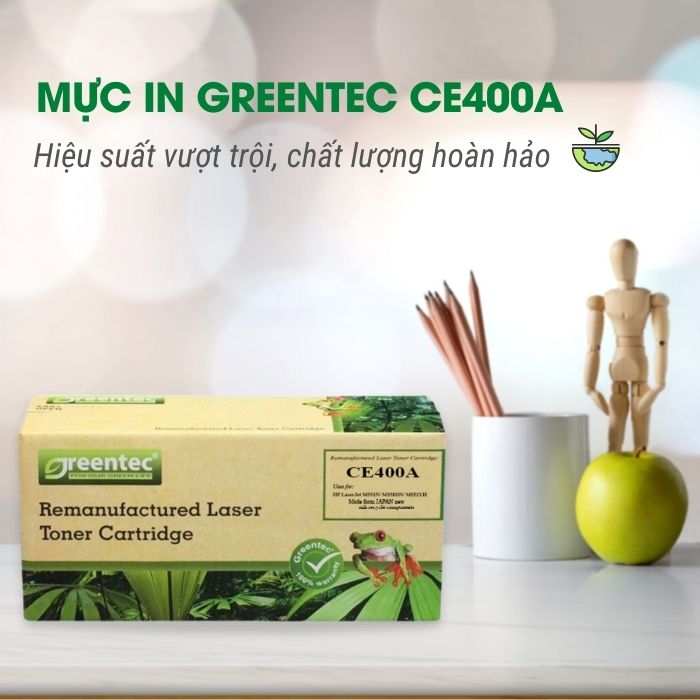 Hộp mực thay thế Greentec CE400A (đen) hiệu suất cao, tương thích cho máy in HP - Hình 2
